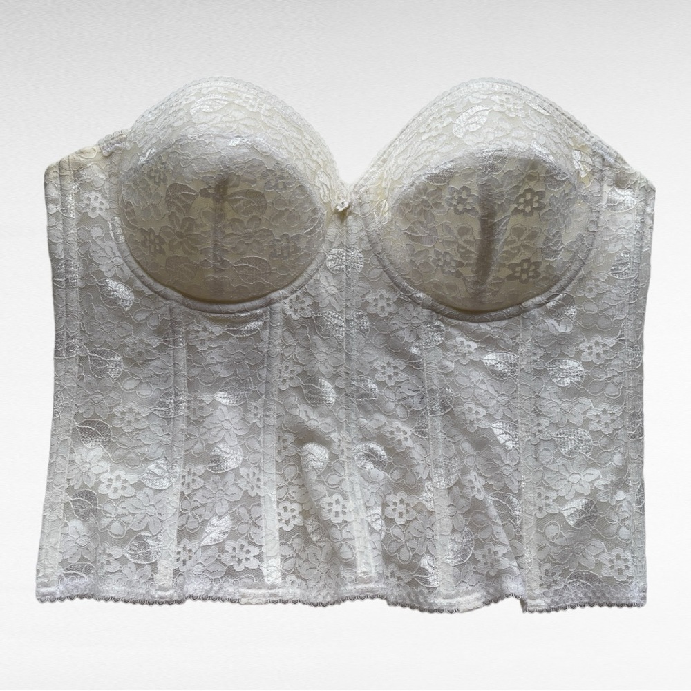 DOMINIQUE Bridal Bustier Corset Torsolette.  White Lace. Plus Size 40C.  EUC.